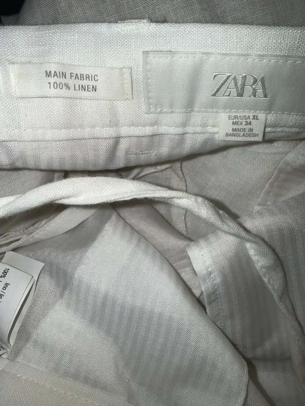 Zara 100% Linen Trousers White Size XL